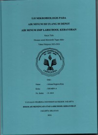 Uji Mikrobiologis pada Air Minum Isi Ulang di Depot Air Minum SMP Labschool Kebayoran