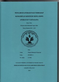 Pengaruh Literasi Pagi terhadap Kemampuan Kognitif Siswa Siswi Angkatan Vastagana