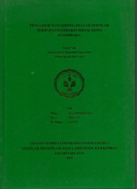 Pengaruh Nongkrong Di Luar Sekolah Terhadap Interaksi Sosial Siswa Dasadraka