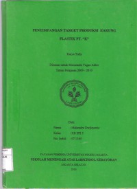 Penyimpangan Target Produksi Karung Plastik PT 