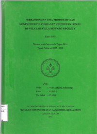 Perbandingan Usia Produktif dan Nonproduktif Terhadap Kehidupan Sosial di Wilayah Villa Bintaro Regency