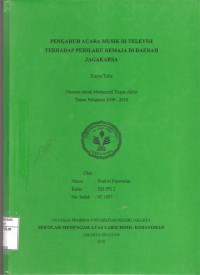 Pengaruh Acara Musik di Televisi Terhadap Perilaku Remaja di Daerah Jagakarsa