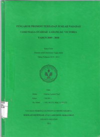 Pengaruh Promosi Terhadap Jumlah Nasabah CIMB Niaga Syariah Cabang KC Victoria Tahun 2009-2010