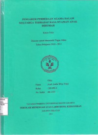 Pengaruh Perbedaan Agama Dalam Keluarga Terhadap Rasa Nyaman Anak di Rumah