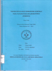 Teknik Penanaman Hidroponik Substrat pada Tanaman Bayam (Amranthus Hybridus)