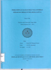 Perbandingan Kadar Serat dalam beras Merah dan Beras Putih (Oryza Sativa)