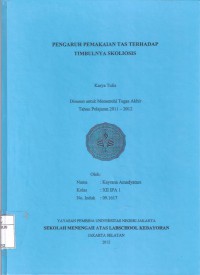 Pengaruh Pemakaian Tas Terhadap Timbulnya Skoliosis