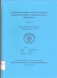 Analisis Kadar Asesulfam-K pada minuman Kemasan Isotonik dan Minuman Kemasan Berkarbonasi