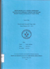 Pengaruh Gaya Gesek Terhadap Kecepatan Gerakan Memutar Penari Balet pada Lantai Kayu dan Vinil