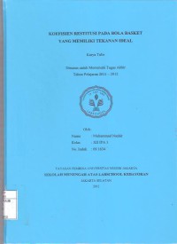 Koefisien Restitusi pada Bola Basket yang Memiliki Tekanan Ideal