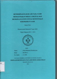 Determinasi Kadar Air Pada Pasir Menggunakan Neraca Digital dan Microwave Oven untuk Menentukan Kekokohan Pasir