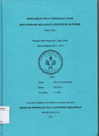 Pengaruh Yoga Terhadap Anak Penyandang Kelainan Spektrum Autisme