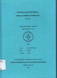 Pemanfaatan Geotermal Sebagai Energi Alternatif