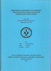 Perbandingan Koefisien  Gaya Gesek Ban Beralur Ban Sepeda terhadap Kecepatan Sepeda