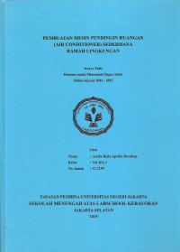 Pembuatan Mesin Pendingin Ruangan (Air Conditioner) Sederhana Ramah Lingkungan