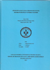 Pemanfaatan Gaya Gravitasi untuk Membangkitkan Energi Listrik