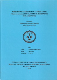 Perbandingan Kecepatan Tumbuh Cabai (Capsicum Annuum) dengan Teknik Hidroponik dan Aeroponik