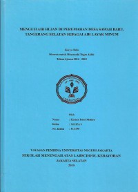 Menguji Air Hujan di Perumahan Desa Sawah Baru, Tangerang Selatan sebagai Air Layak Minum