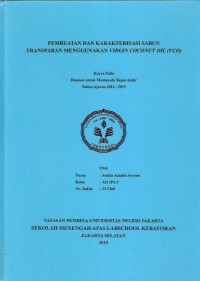 Pembuatan dan Karakterisasi Sabun Transparan Menggunakan Virgin Coconut Oil (VCO)