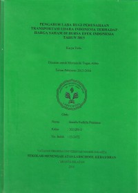 Pengaruh Laba Rugi Perusahaan Transportasi Udara Indonesia terhadap Harga Saham di Bursa Efek Indonesia Tahun 2013