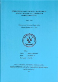 Perbandingan Kandungan Air Mineral dengan Air Alkali Terionisasi (Air Heksagonal)