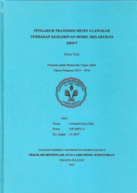 Pengaruh Transmisi Mesin 4 Langkah terhadap Kemampuan Mobil Melakukan Drift