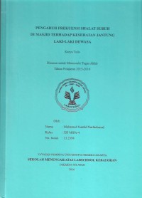 Pengaruh Frekuensi Shalat Subuh di Masjid terhadap Kesehatan Jantung Laki-Laki Dewasa