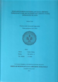 Pengaruh Beda Ketebalan Kaca Bening terhadap Jumlah Intensitas Cahaya yang Memasuki Ruang