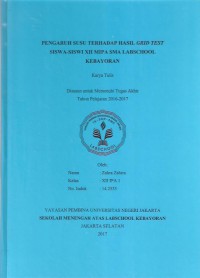 Pengaruh Susu terhadap Hasil Grid Test Siswa-siswi XII MIPA SMA Labschool Kebayoran