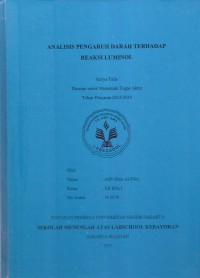 Analisis Pengaruh Darah terhadap Reaksi Luminol