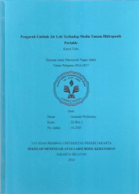 Pengaruh Limbah Air Lele terhadap Media Tanam Hidroponik Portable