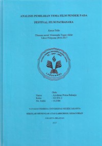 Analisis Pemilihan Tema Film Pendek pada Festival Film Patrasaka