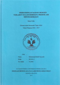 Perbandingan Kadar Oksigen Terlarut dalam Beberapa Produk Air Minum Kemasan