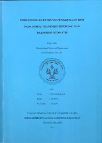 Perbandingan Efisiensi Penggunaan BBM pada Mobil Transmisi Tiptronic dan Transmisi Otomatis