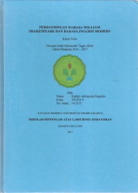 Perbandingan Bahasa William Shakespeare dan Bahasa Inggris Modern