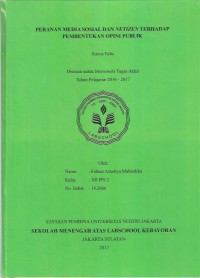 Peranan Media Sosial dan Netizen Terhadap Pembentukan Opini Publik