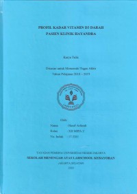 Profil Kadar Vitamin D3 Darah Pasien Klinik Hayandra