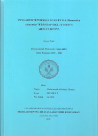 Pengaruh Pemberian Buah Peria (Momordica Charantia) Terhadap Siklus Estrus Mencit Betina