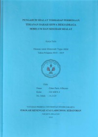 Pengaruh Shalat Terhadap Perbedaan Tekanan Darah Siswa Heksadraga Sebelum dan Sesudah Shalat