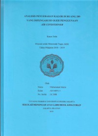Analisis Penyebaran Kalor di Ruang 209 yang Dipengaruhi Oleh Penggunaan Air Conditioner