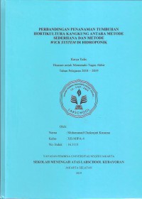 Perbandingan Penanaman Tumbuhan Holtikultura Kangkung antara Metode Sederhana dengan Metode Wick System di Hidroponik