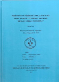 Perbandingan Tekstur dan Kualitas Slime Tanpa Natrium Tertraborat dan  Slime dengan Natrium  Tetraborat