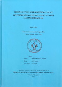 Sistem Kontrol Mikrokontroler Smart Pet Freeder dengan Menggunakan Aplikasi Cayenne Berbasis Ios
