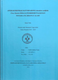 Aplikasi Ekstrak Daun Binahong (Anredera Cordifolia (Ten.) Steenis Sebagai Pembersih Wajah Dan Penghilang Jerawat Alami