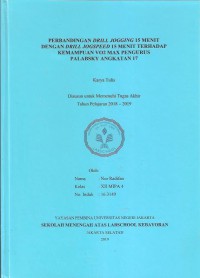Perbandingan Drill Jogging 15 Menit Dengan Drill Jogspeed 15 Menit Terhadap Kemampuan Vo2 Max Pengurus Palabsky Angkatan 17
