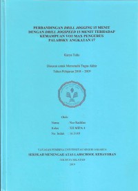 Perbandingan Drill Jogging 15 Menit Dengan Drill Jogspeed 15 Menit Terhadap Kemampuan Vo2 Max Pengurus Palabsky Angkatan 17