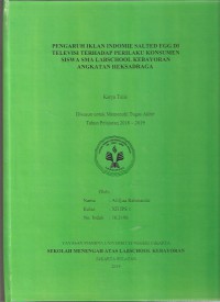 Pengaruh Iklan Indomie Salted Egg di Televisi Terhadap Perilaku Konsumen Siswa SMA Labschool Kebayoran Angkatan Heksadraga