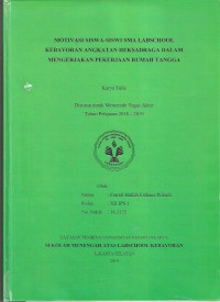 Motivasi Siswa-Siswi Sma Labschool Kebayoran Angkatan Heksadraga Mengerjakan Pekerjaan Rumah Tangga