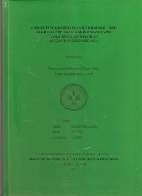 Survei Tipe Kepribadian Karier Holland Terhadap Pilihan Karier Siswa SMA Labschool Kebayoran Angkatan Heksadraga