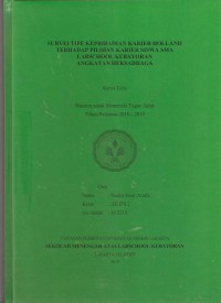 Survei Tipe Kepribadian Karier Holland Terhadap Pilihan Karier Siswa SMA Labschool Kebayoran Angkatan Heksadraga